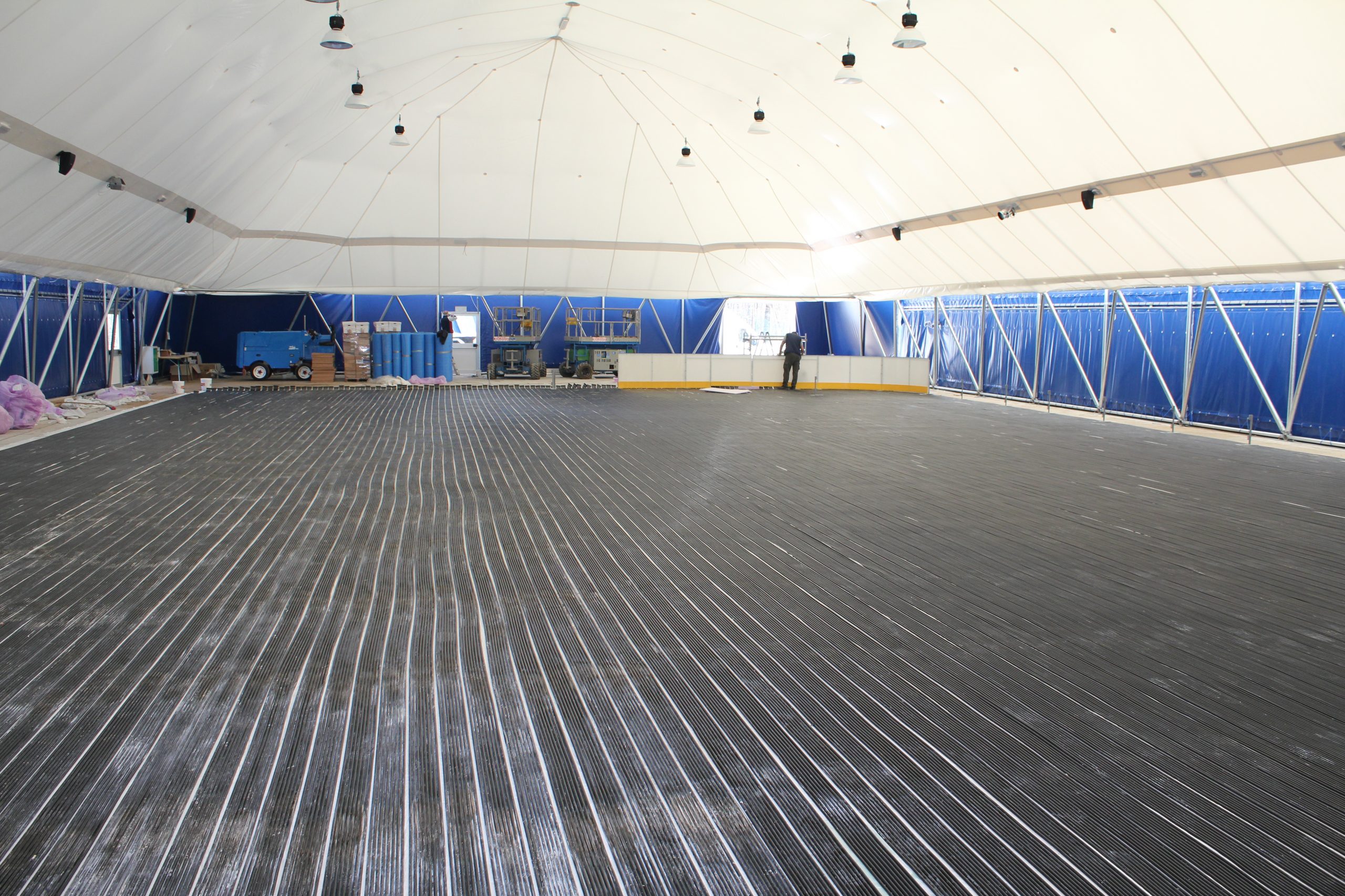 La base della pista Ice Emotion durante i lavori del 2012